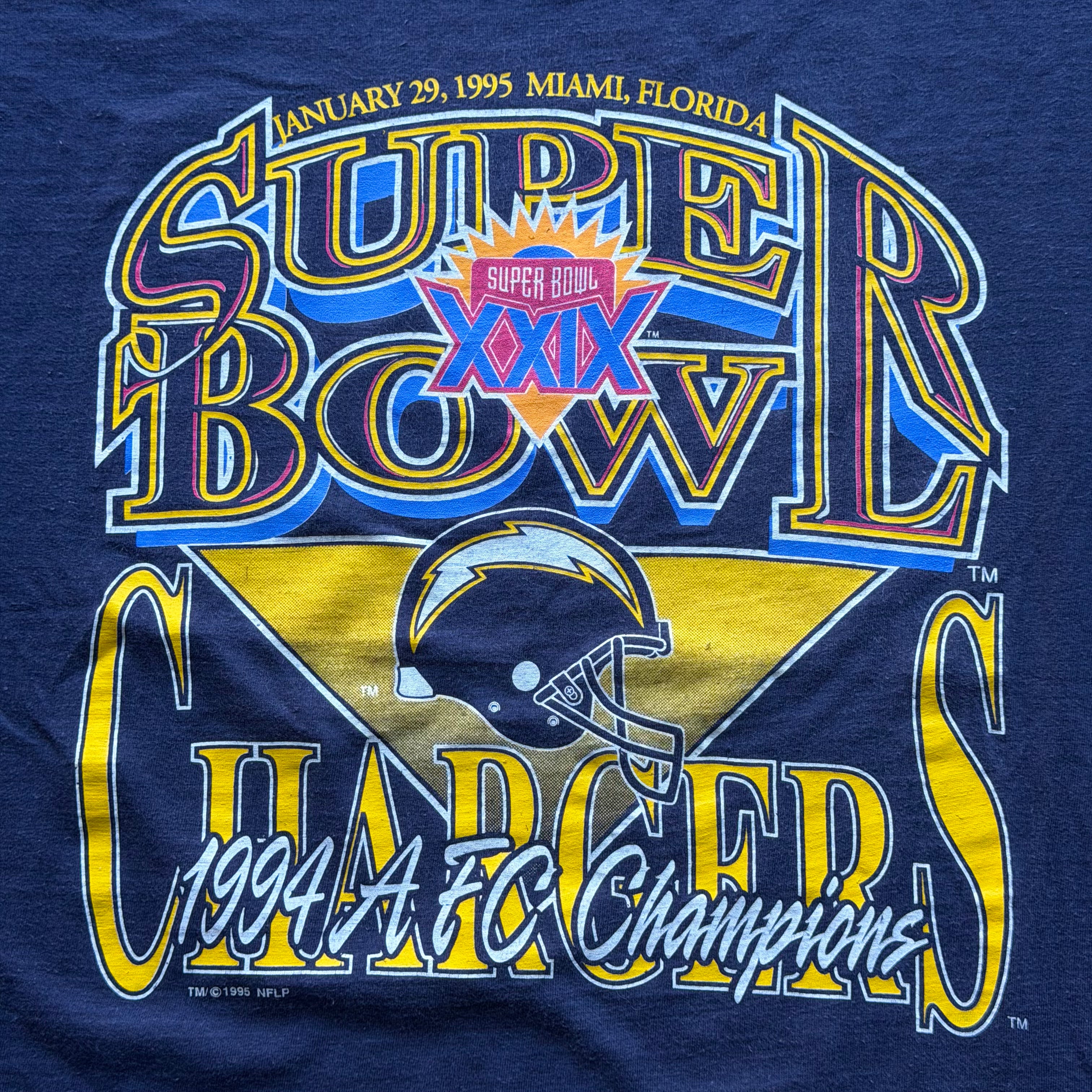 1995 CHARGERS SUPER BOWL AFC CHAMPIONS T-SHIRT (XL)