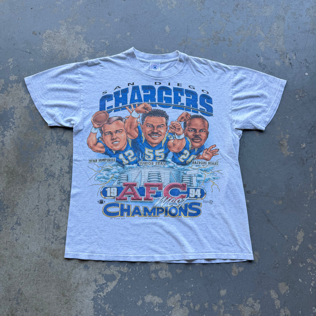 1994 CHARGERS AFC CHAMPIONS CARICATURES T-SHIRT (L)