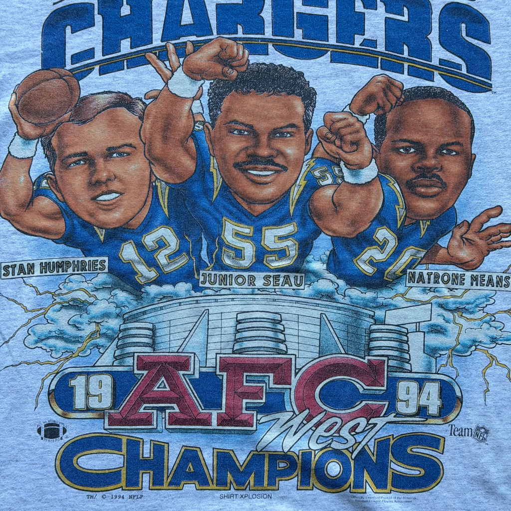 1994 CHARGERS AFC CHAMPIONS CARICATURES T-SHIRT (L)