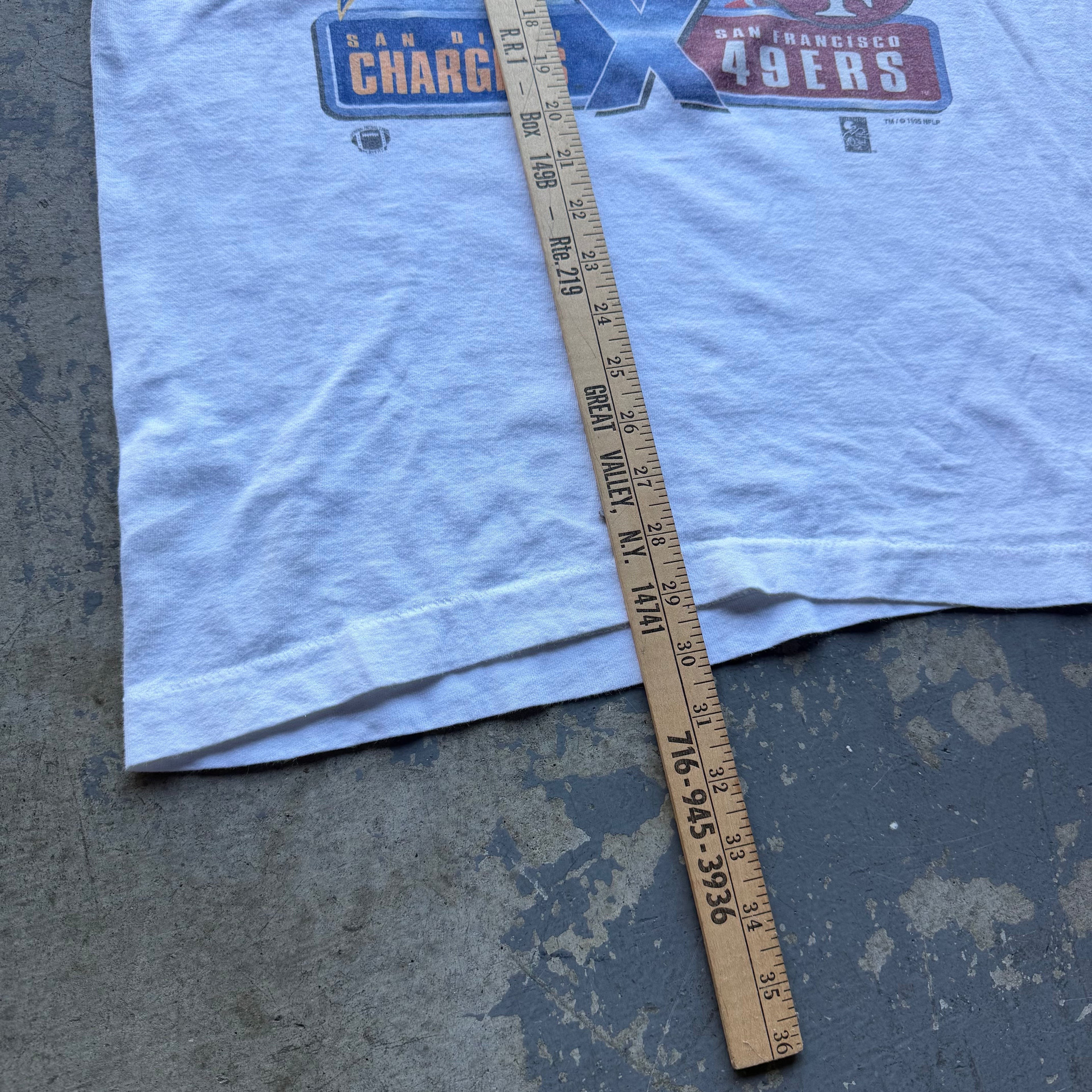 1995 CHARGERS SUPERBOWL XXIX T-SHIRT (L)