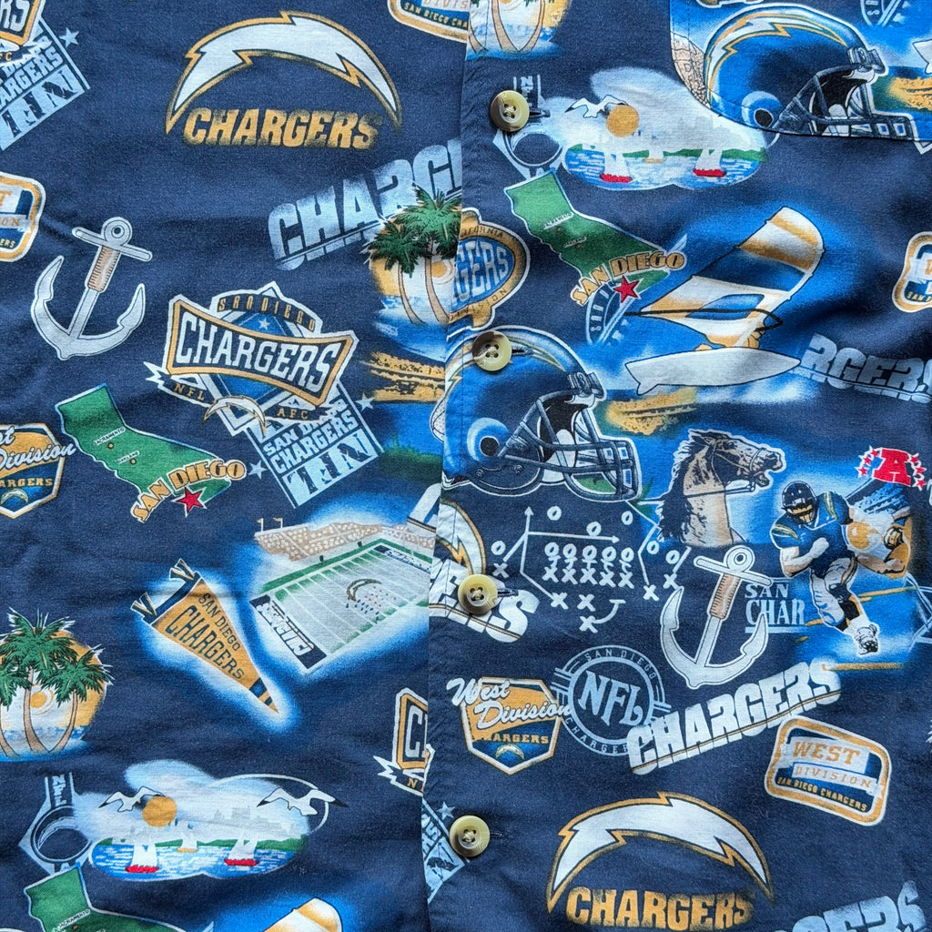 00'S CHARGERS HAWAIIAN BUTTON UP T-SHIRT (L)