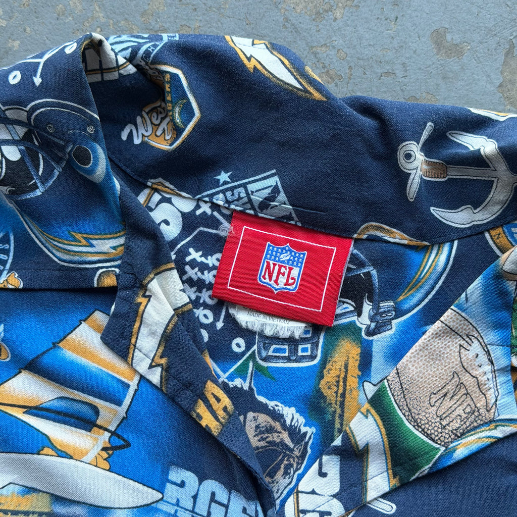 00'S CHARGERS HAWAIIAN BUTTON UP T-SHIRT (L)