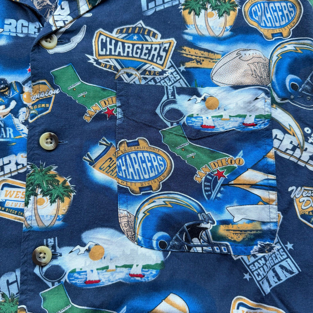 00'S CHARGERS HAWAIIAN BUTTON UP T-SHIRT (L)