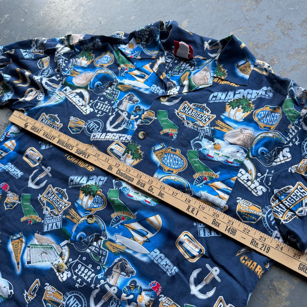 00'S CHARGERS HAWAIIAN BUTTON UP T-SHIRT (L)