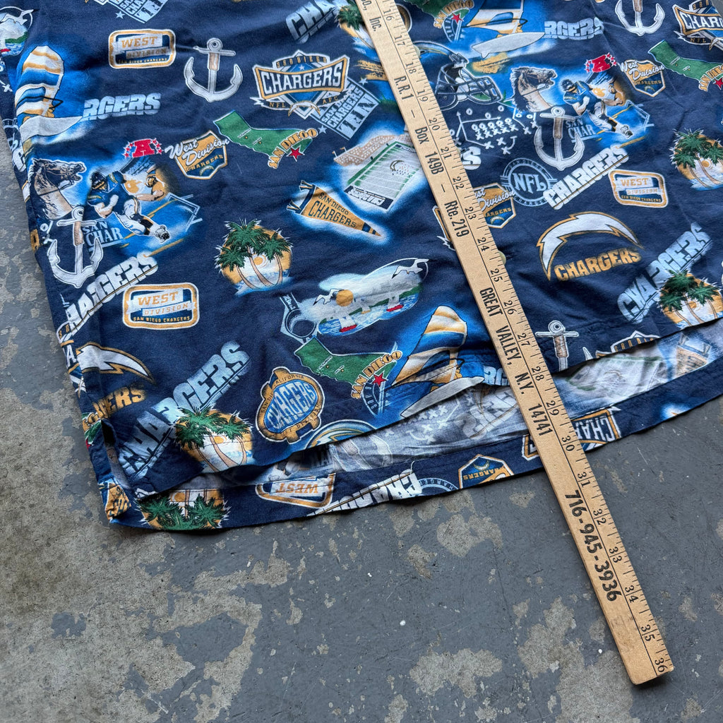 00'S CHARGERS HAWAIIAN BUTTON UP T-SHIRT (L)