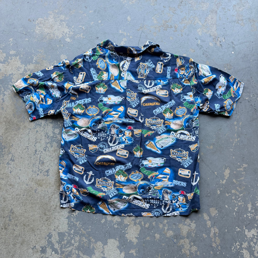 00'S CHARGERS HAWAIIAN BUTTON UP T-SHIRT (L)