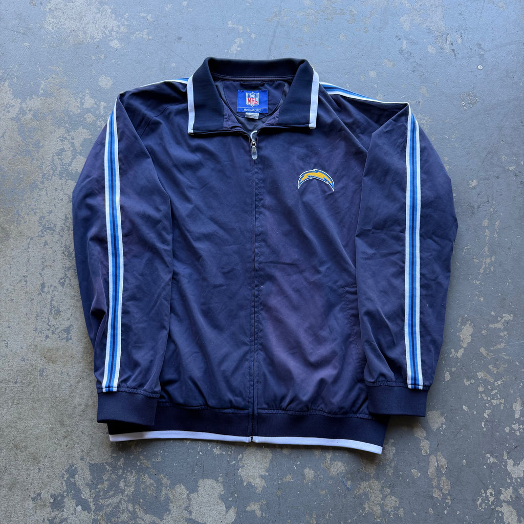 00'S CHARGERS REEBOK STRIPED NYLON ZIP UP JACKET (L)