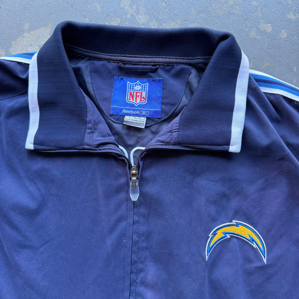 00'S CHARGERS REEBOK STRIPED NYLON ZIP UP JACKET (L)