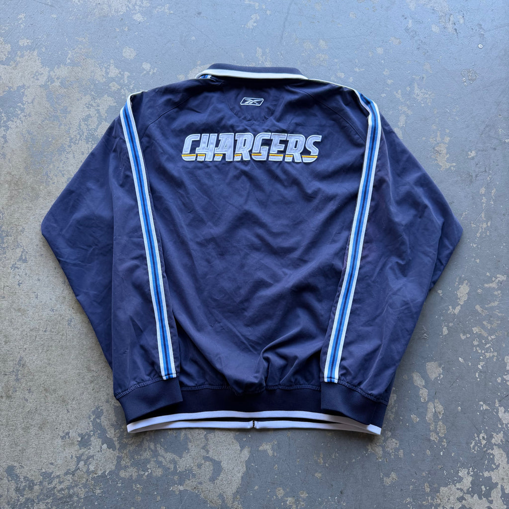 00'S CHARGERS REEBOK STRIPED NYLON ZIP UP JACKET (L)
