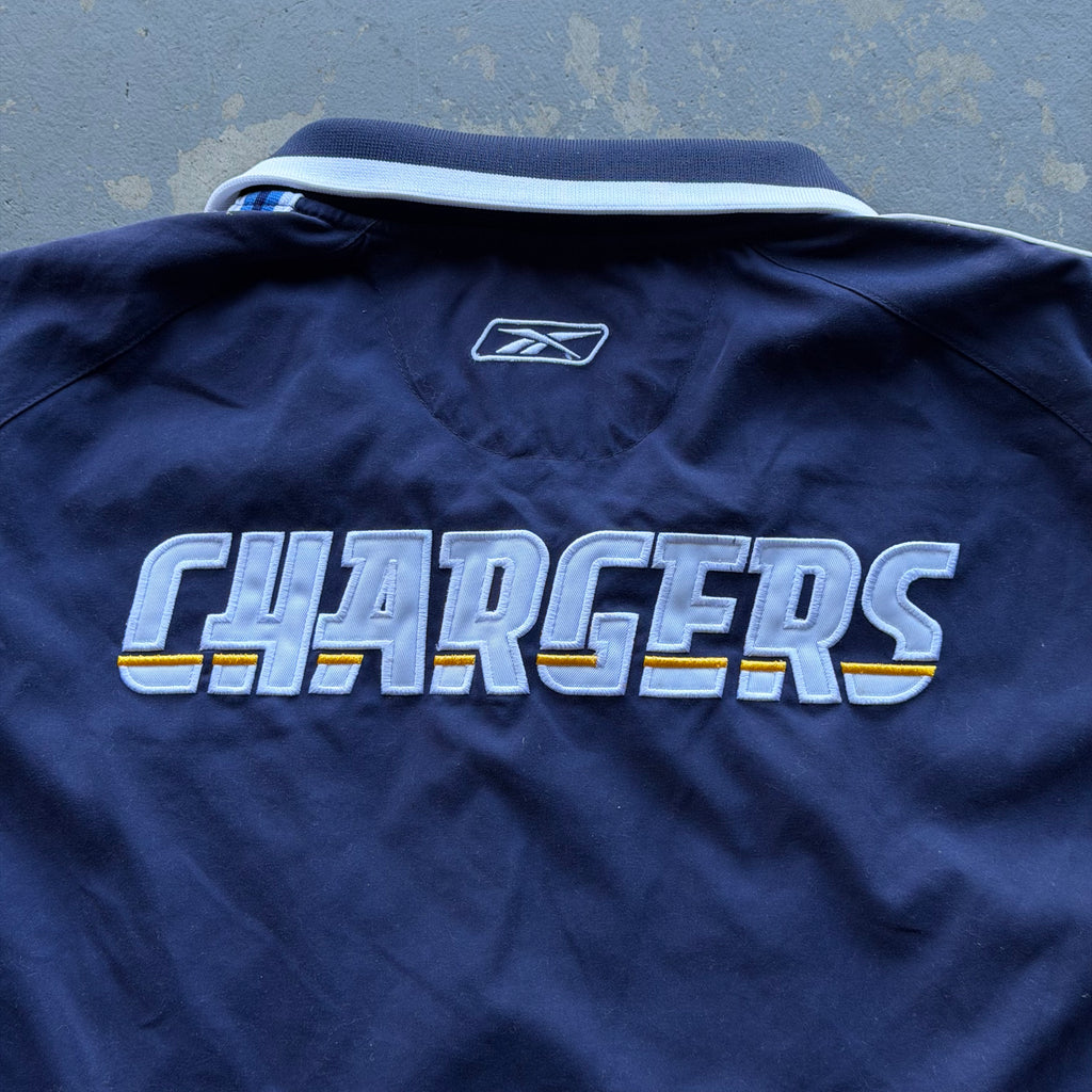 00'S CHARGERS REEBOK STRIPED NYLON ZIP UP JACKET (L)