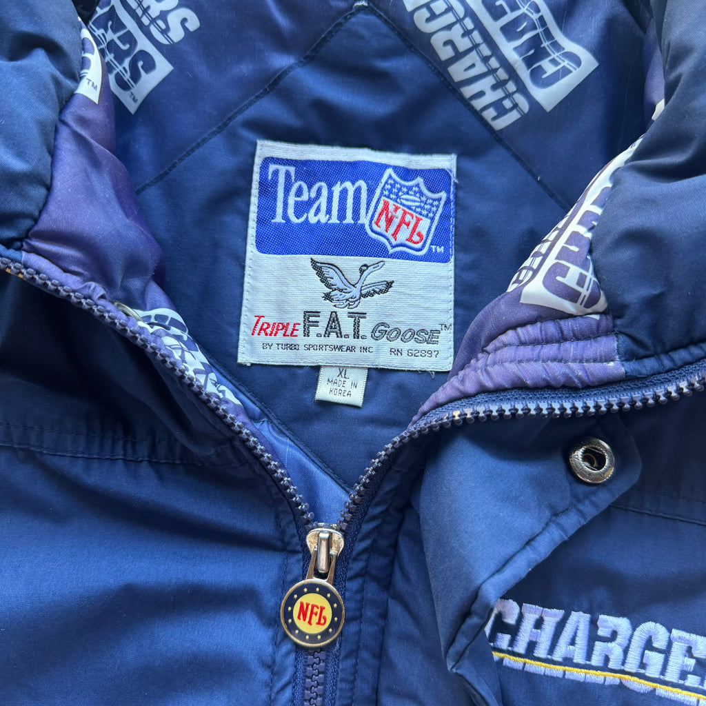 90'S CHARGERS FAT GOOSE PUFFER JACKET (XL)